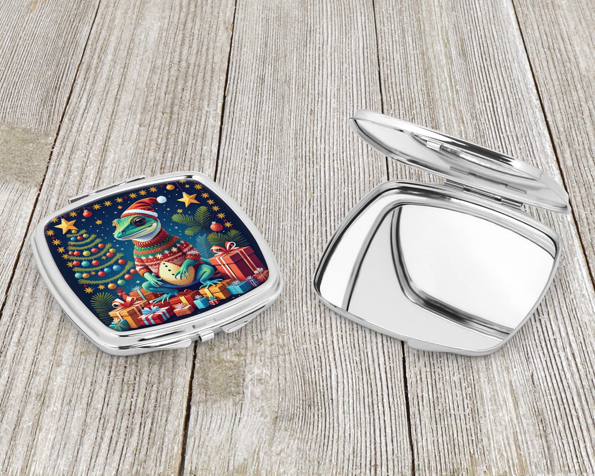 Gecko Christmas Compact Mirror-2