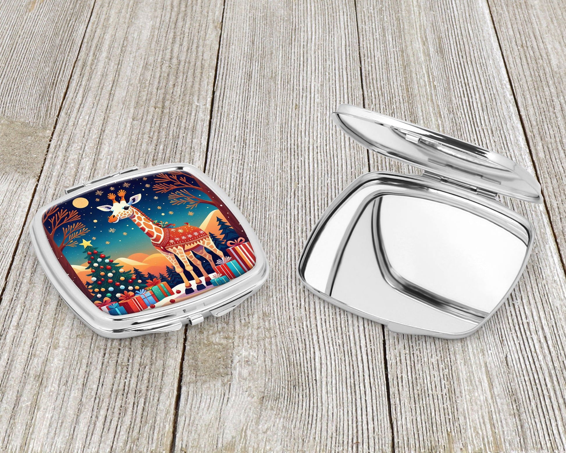Giraffe Christmas Compact Mirror-2