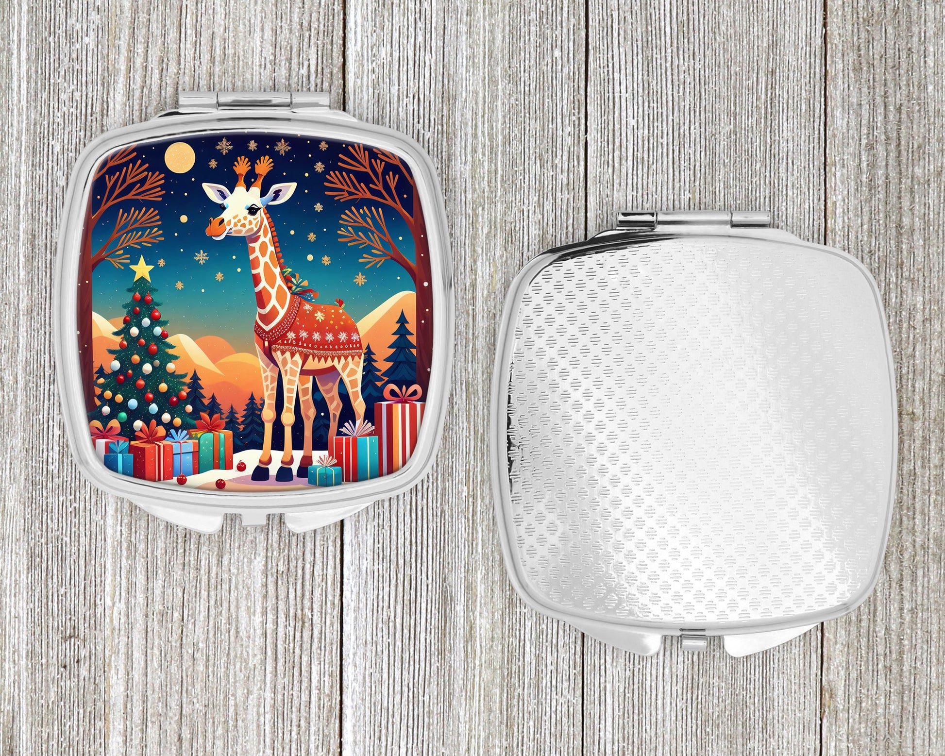 Giraffe Christmas Compact Mirror-3
