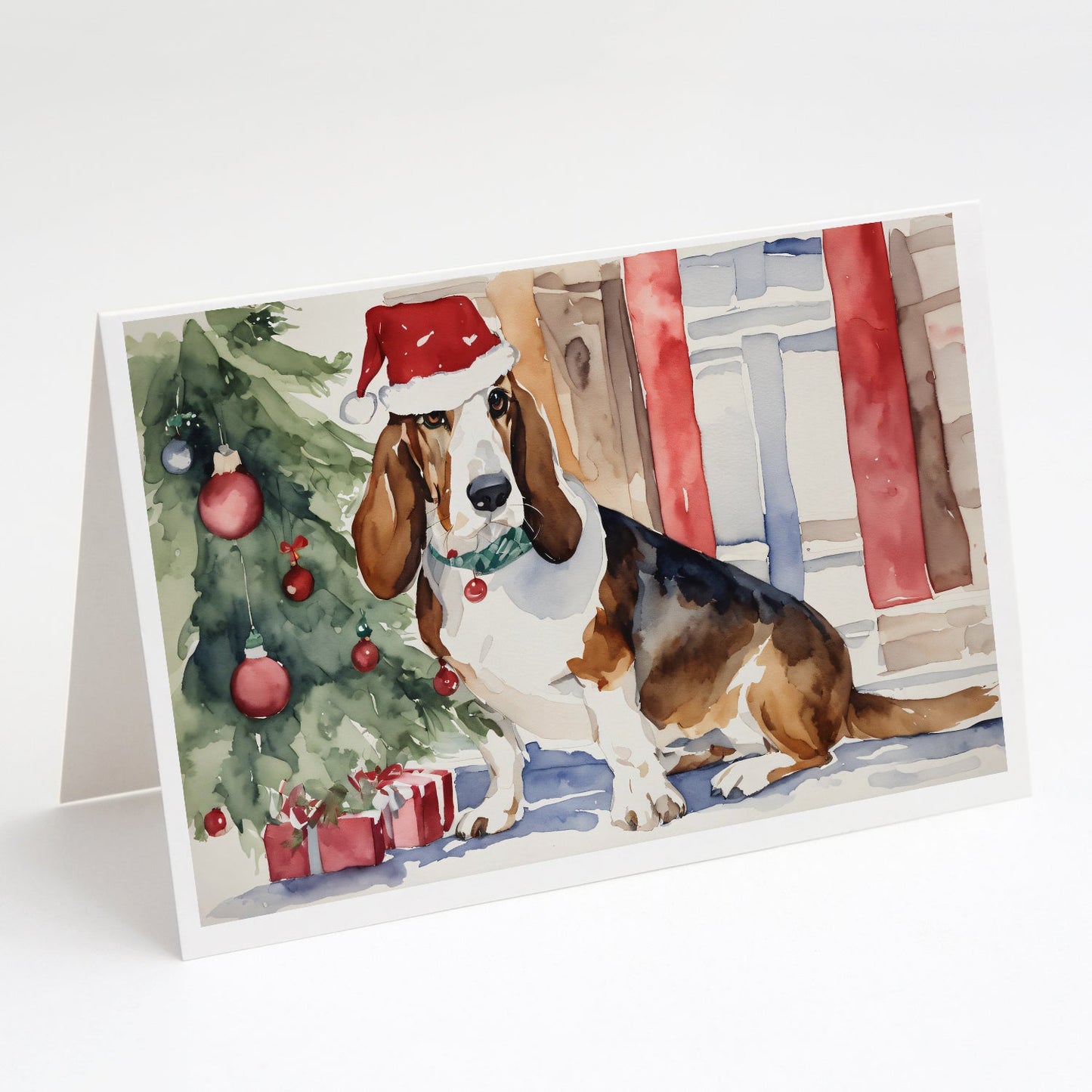 Basset Hound Christmas Greeting Cards Pack of 8-0