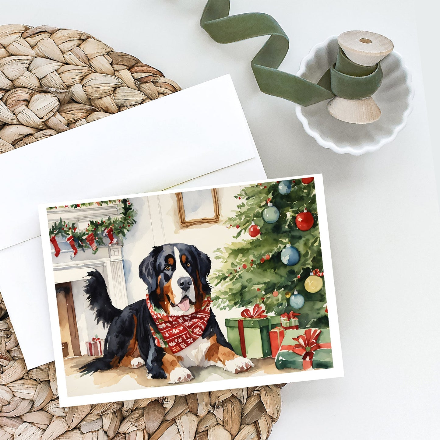 Bernese Mountain Dog Christmas Greeting Cards Pack of 8-1