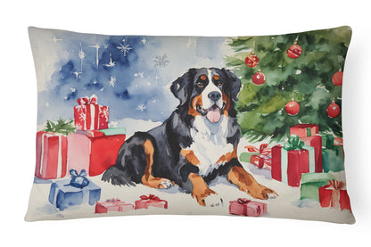 Bernese Mountain Dog Christmas Throw Pillow-0