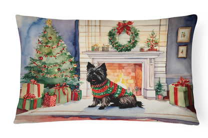 Cairn Terrier Christmas Throw Pillow-0