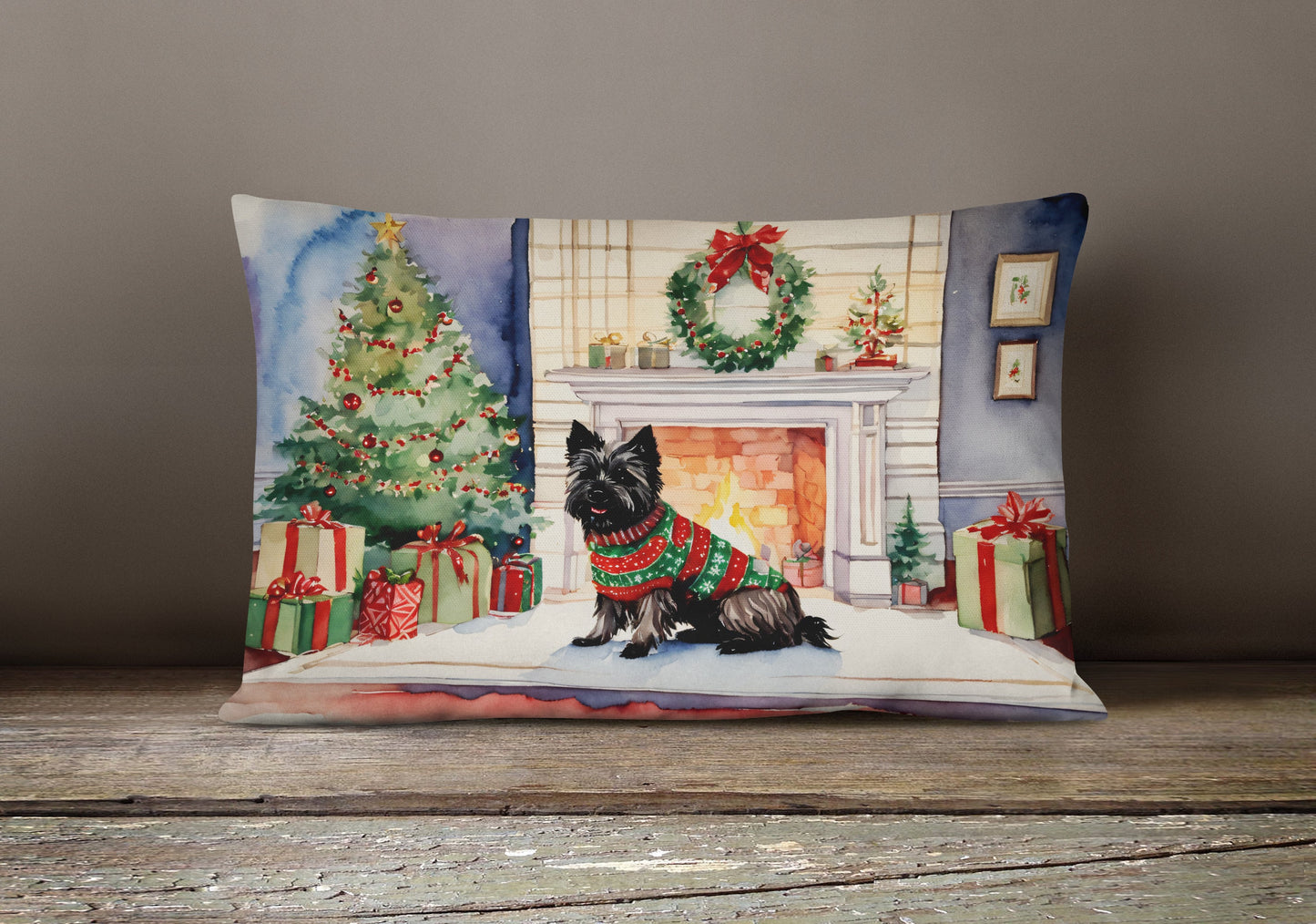 Cairn Terrier Christmas Throw Pillow-3