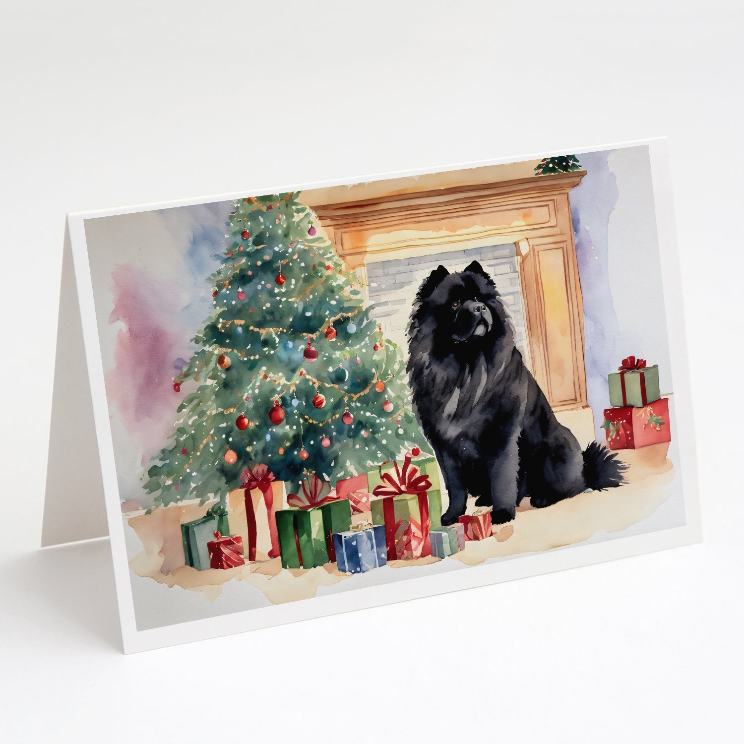 Black Chow Chow Christmas Greeting Cards Pack of 8-0