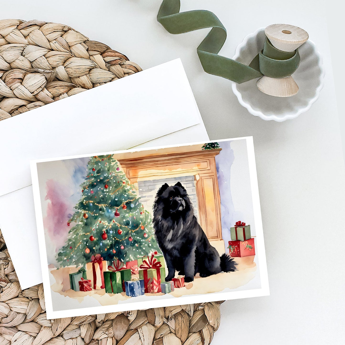 Black Chow Chow Christmas Greeting Cards Pack of 8-1