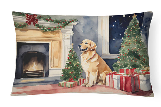 Golden Retriever Christmas Throw Pillow-0