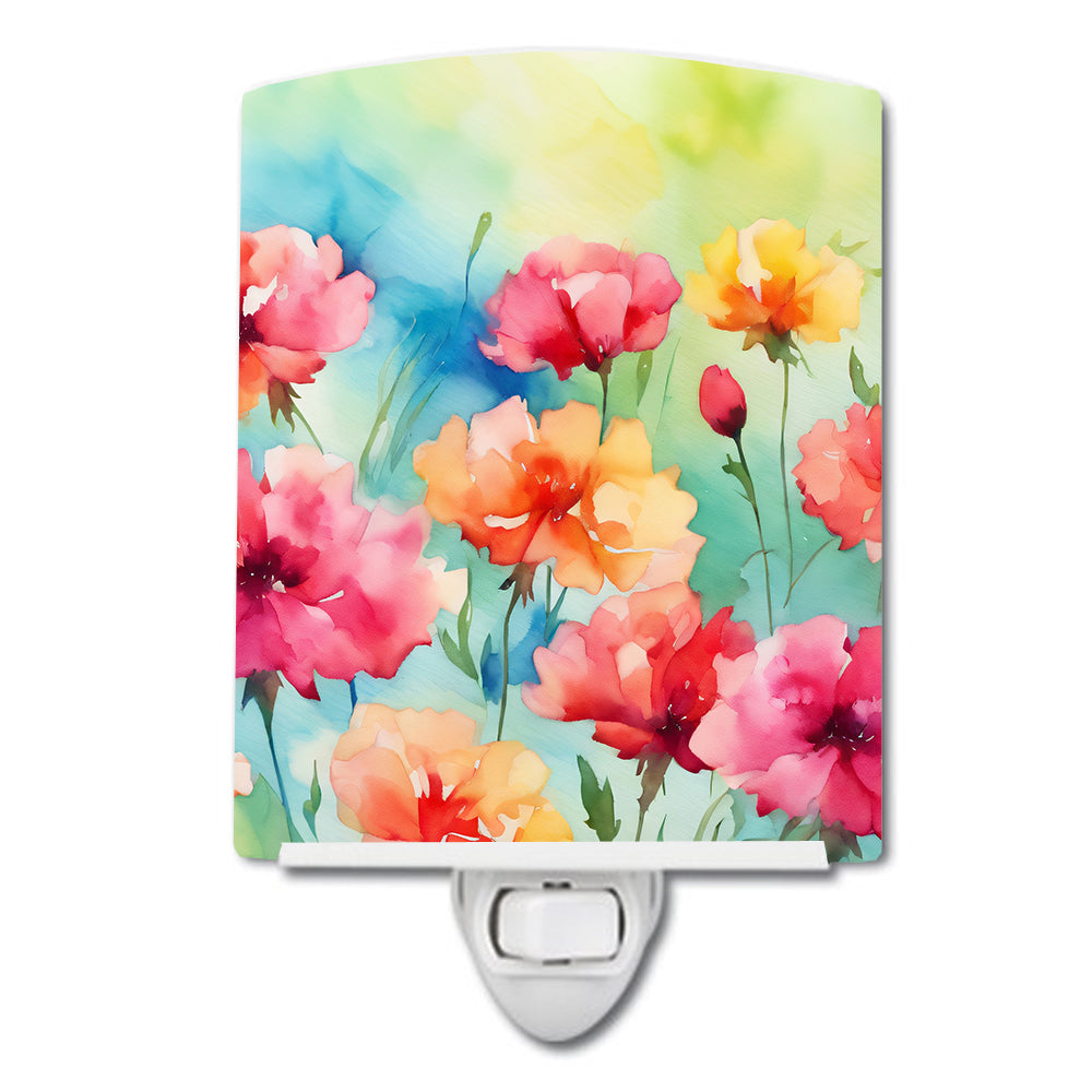Carnations in Watercolor Ceramic Night Light-0