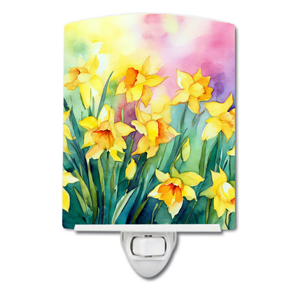 Daffodils in Watercolor Ceramic Night Light-0