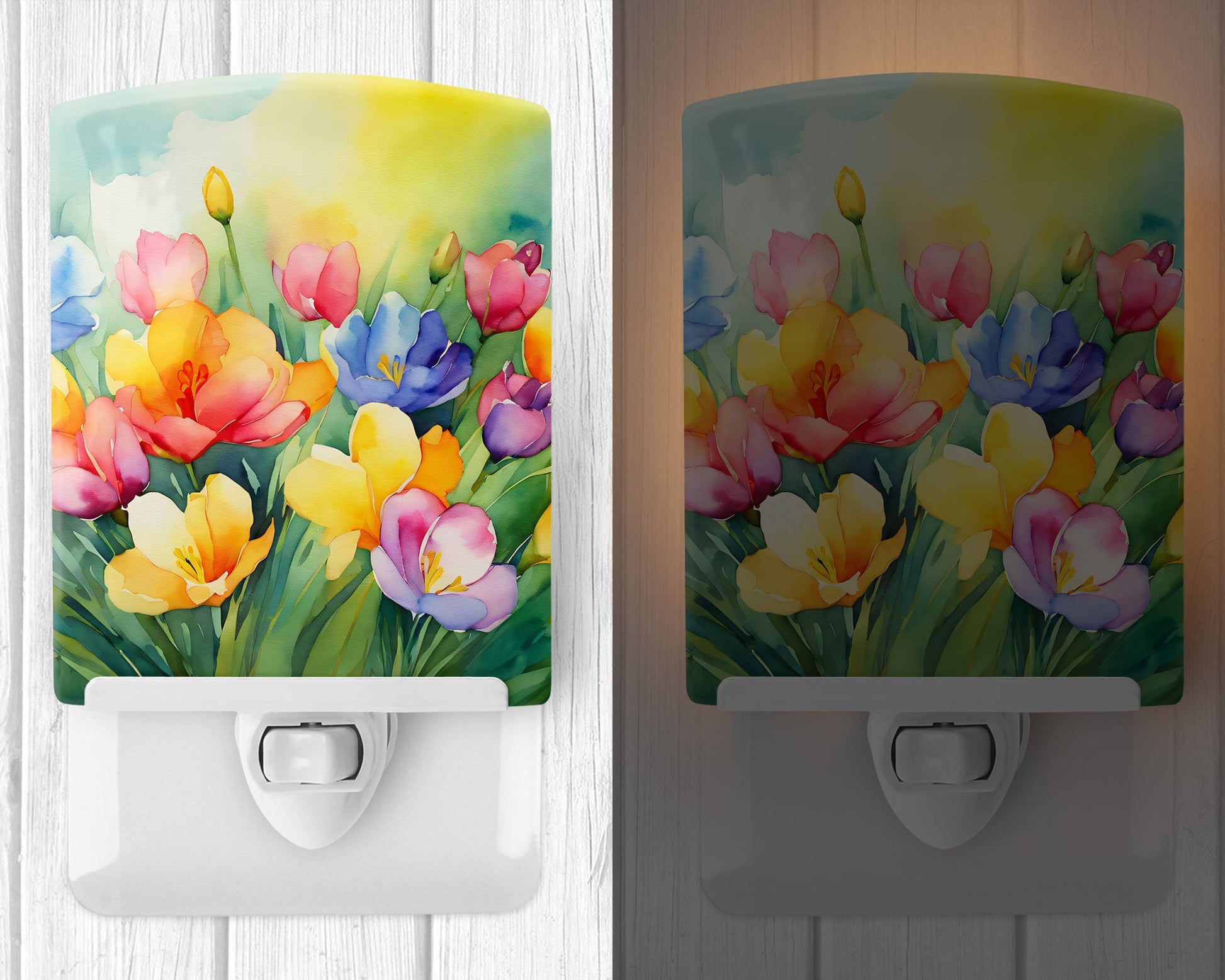 Freesias in Watercolor Ceramic Night Light-1
