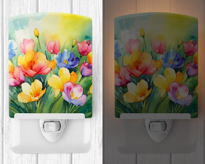 Freesias in Watercolor Ceramic Night Light-1