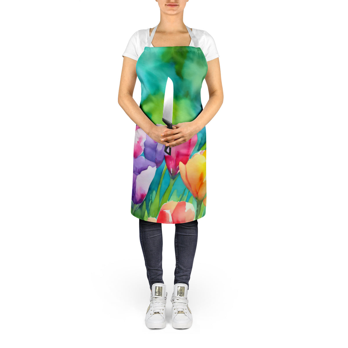 Freesias in Watercolor Apron-4