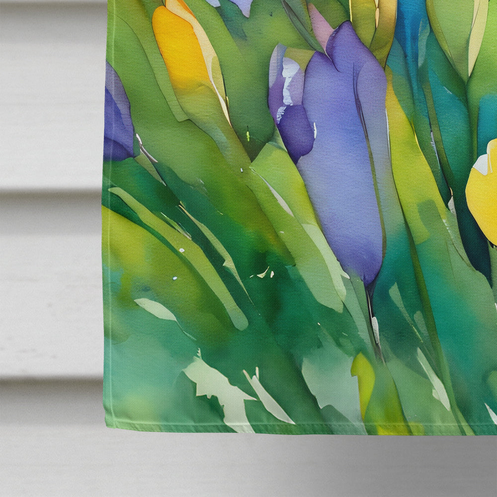 Freesias in Watercolor House Flag-3