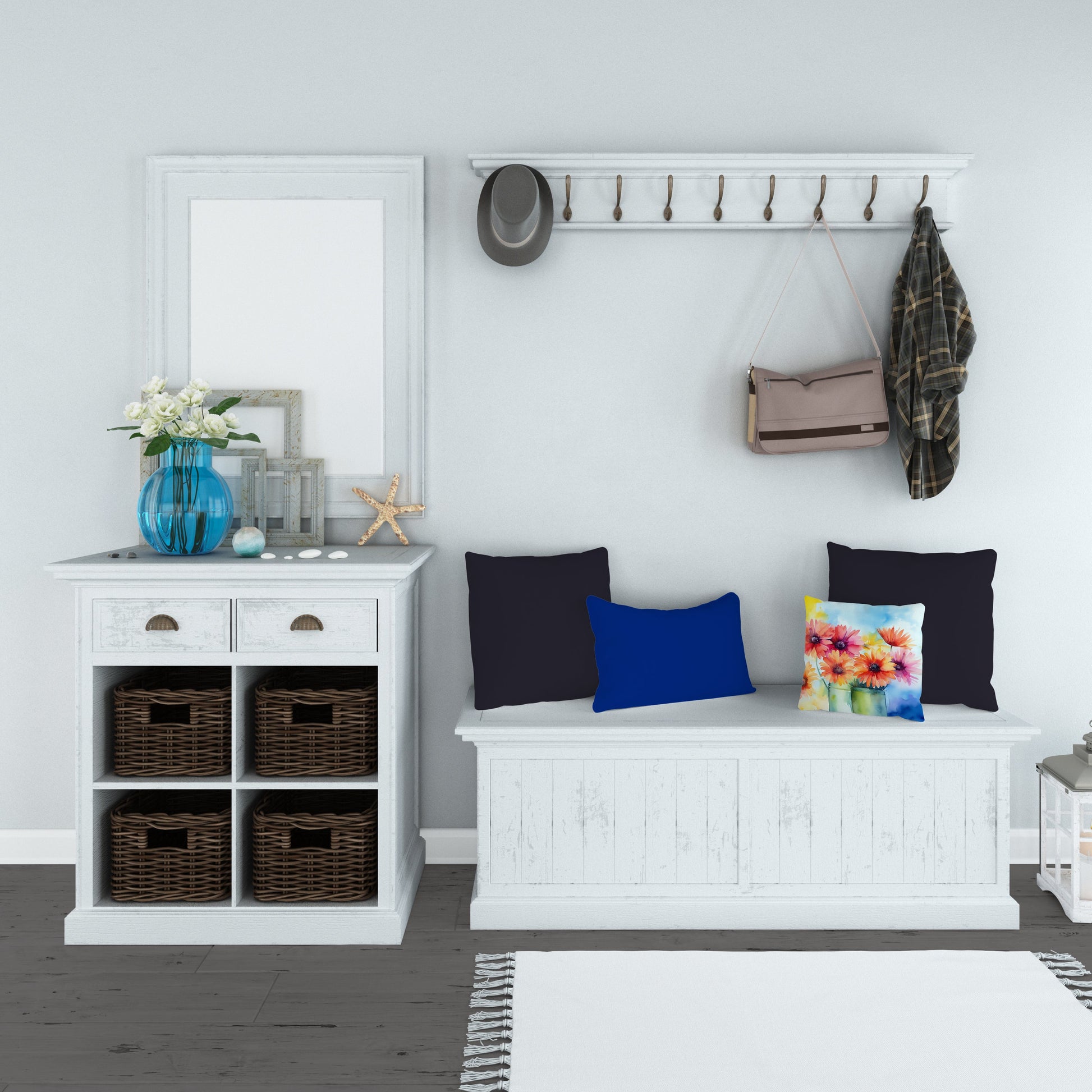 Gerbera Daisies in Watercolor Throw Pillow-3