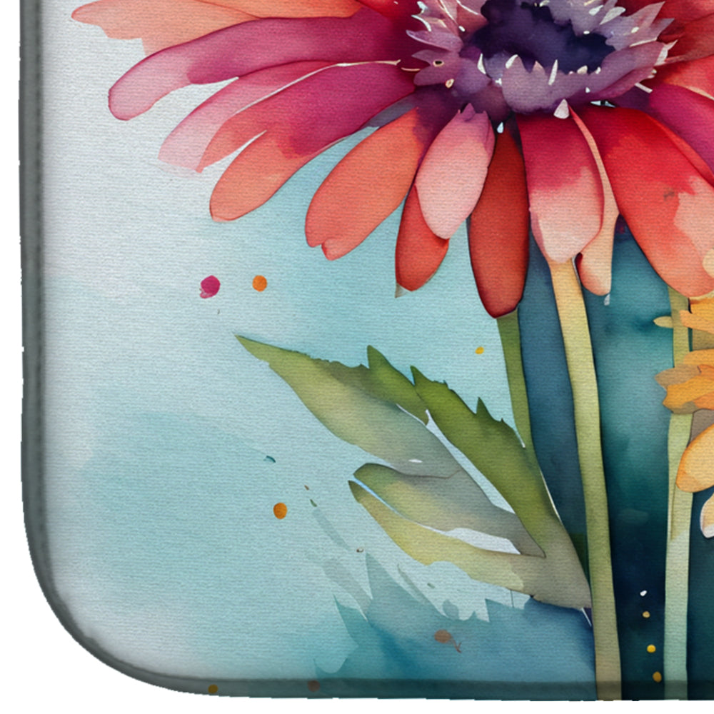 Gerbera Daisies in Watercolor Dish Drying Mat-3