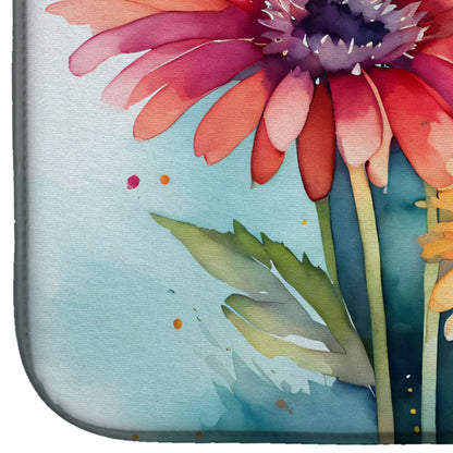 Gerbera Daisies in Watercolor Dish Drying Mat-3