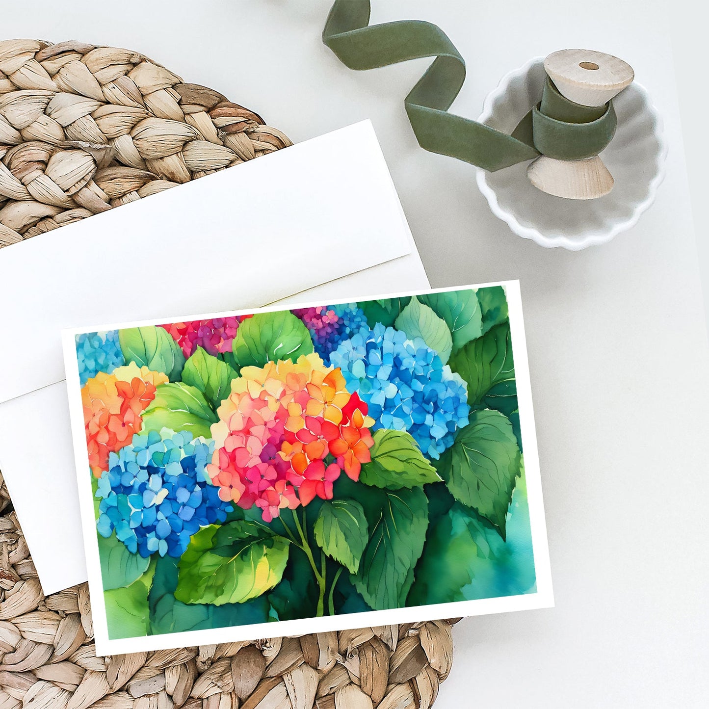 Hydrangeas in Watercolor Greeting Cards Pack of 8-1