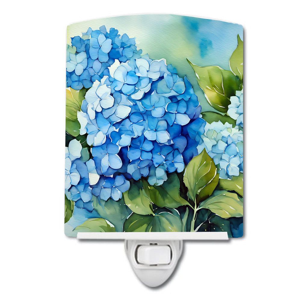 Hydrangeas in Watercolor Ceramic Night Light-0
