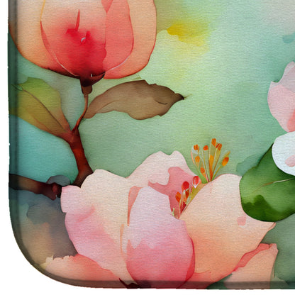 Delaware Peach Blossom in Watercolor Dish Drying Mat-3