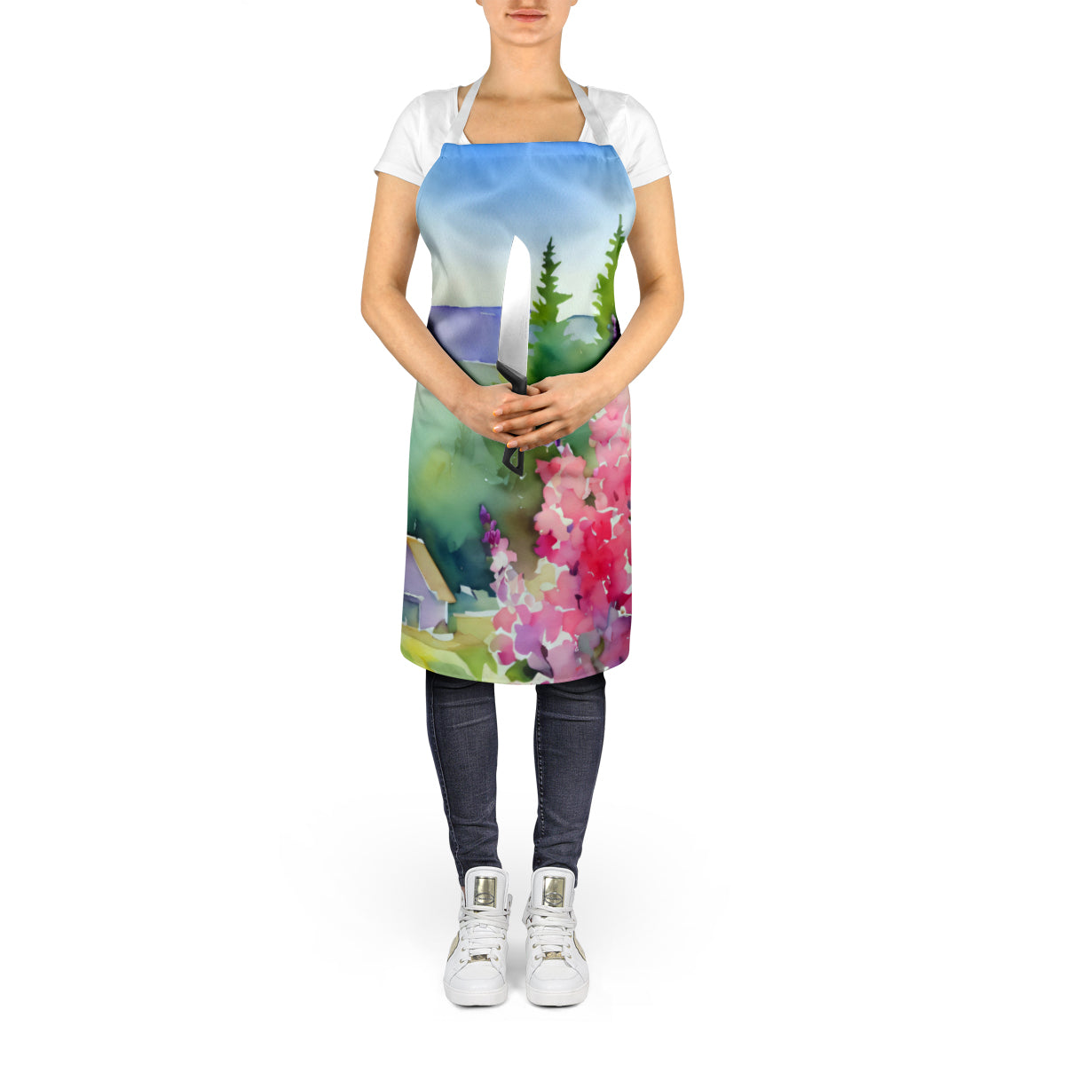 Idaho Syringa in Watercolor Apron-4