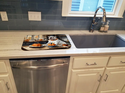 English Bulldog Fall Kitchen Pumpkins Dish Drying Mat-2