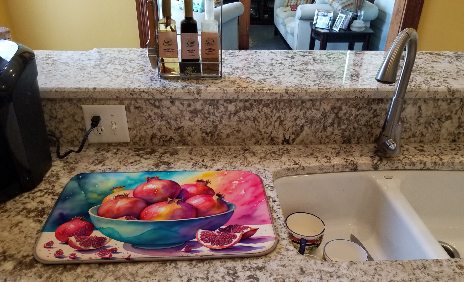 Colorful Pomegranates Dish Drying Mat-1