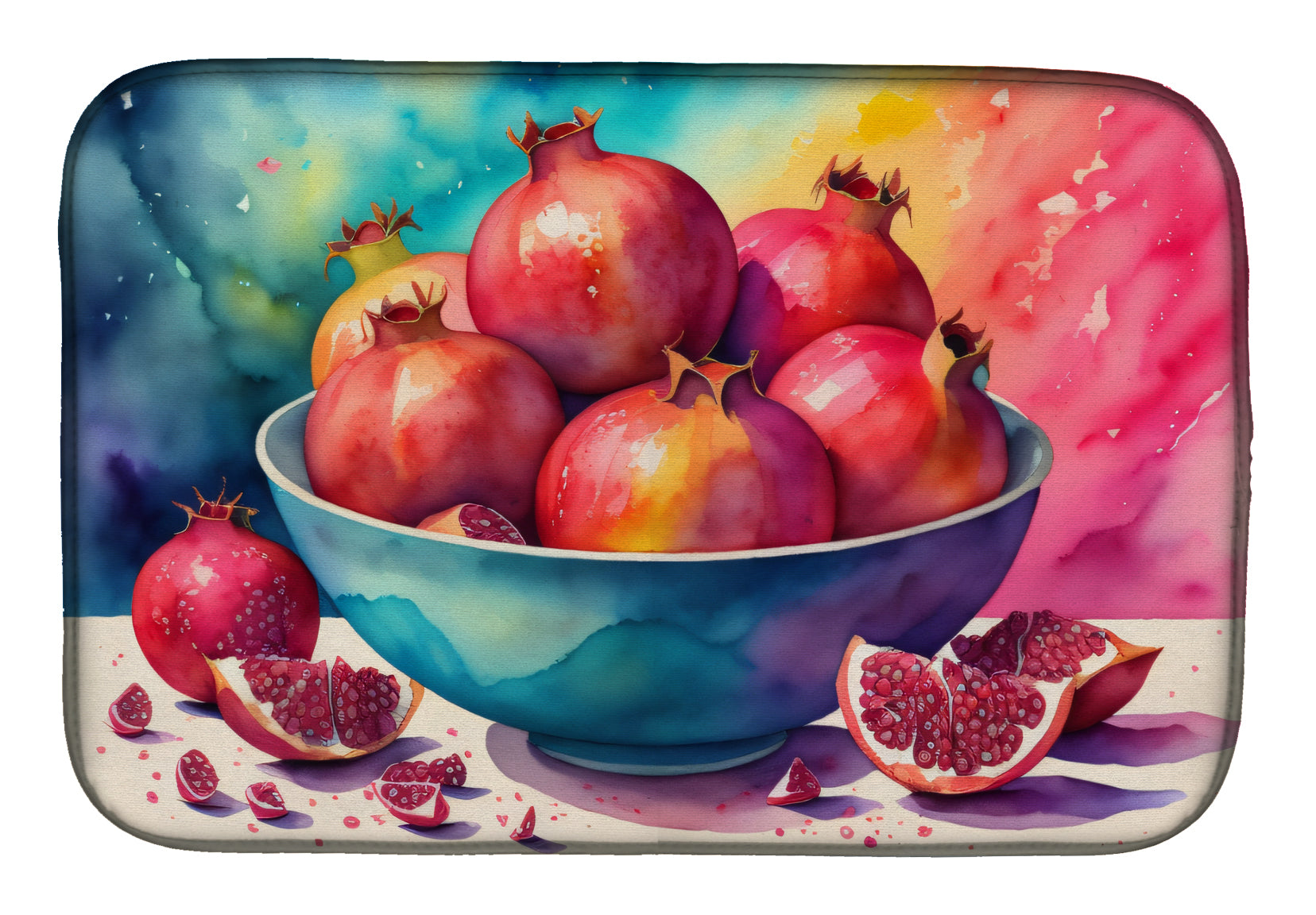 Colorful Pomegranates Dish Drying Mat-0