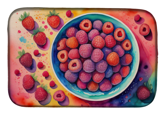 Colorful Raspberries Dish Drying Mat-0