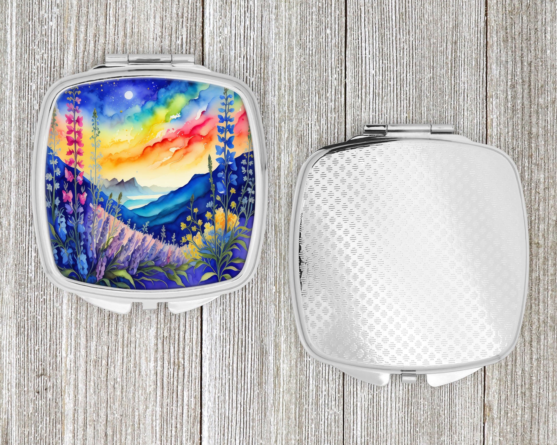 Colorful Delphinium Compact Mirror-3