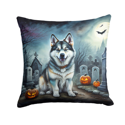 Alaskan Malamute Spooky Halloween Throw Pillow-0