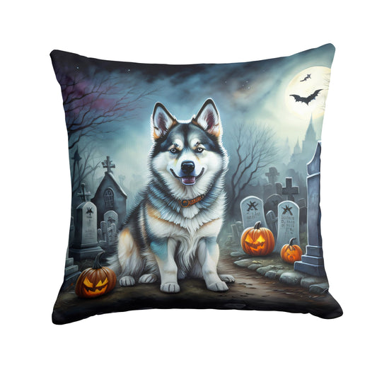 Alaskan Malamute Spooky Halloween Throw Pillow-0