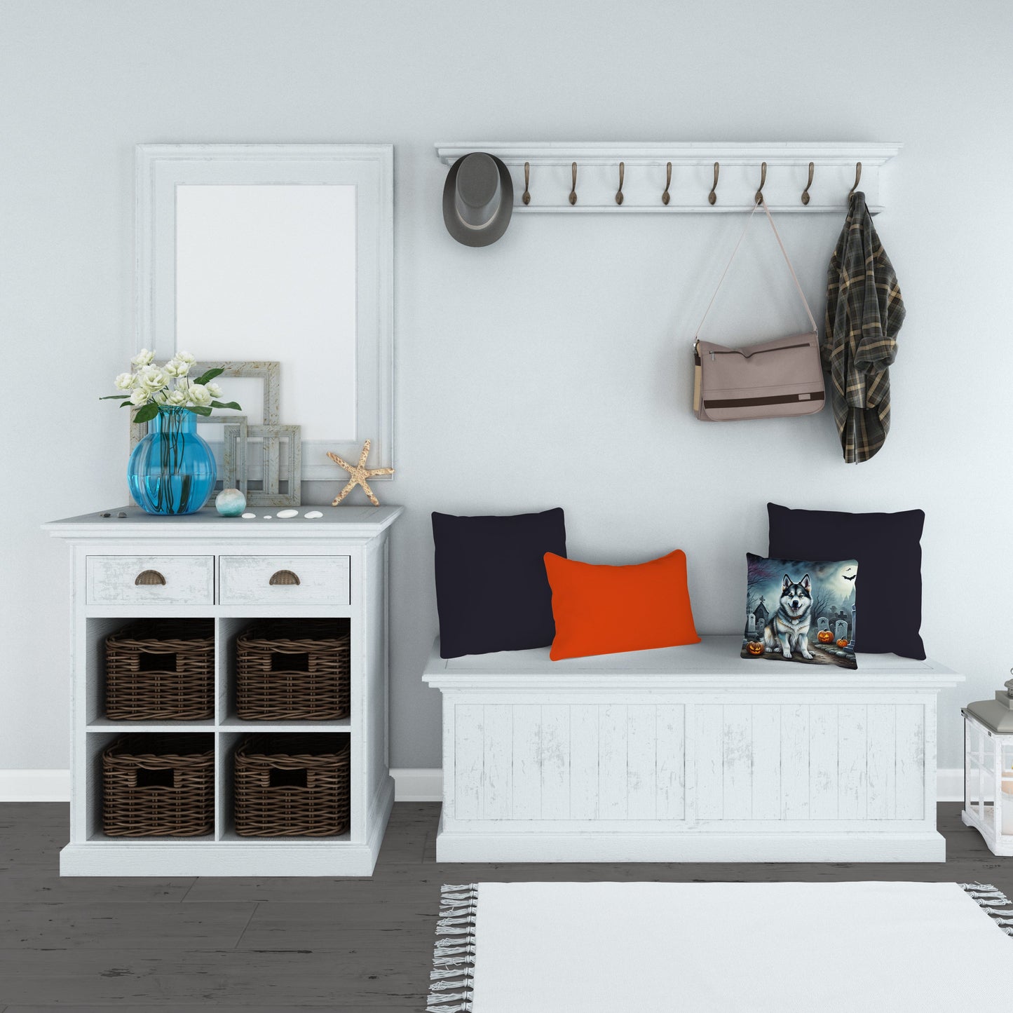 Alaskan Malamute Spooky Halloween Throw Pillow-3