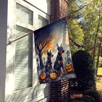 Doberman Pinscher Spooky Halloween House Flag-1