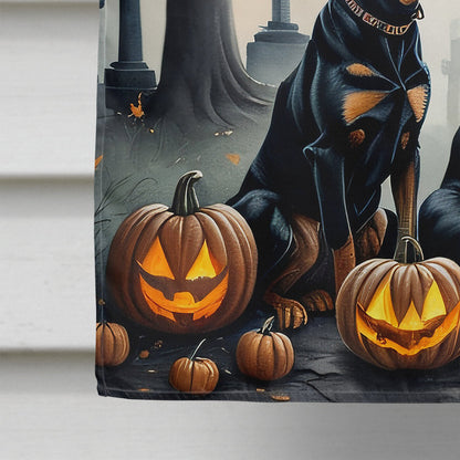 Doberman Pinscher Spooky Halloween House Flag-3