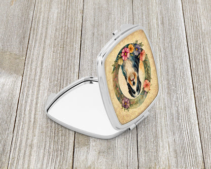 Bearded Collie and Flowers Compact Mirror-1
