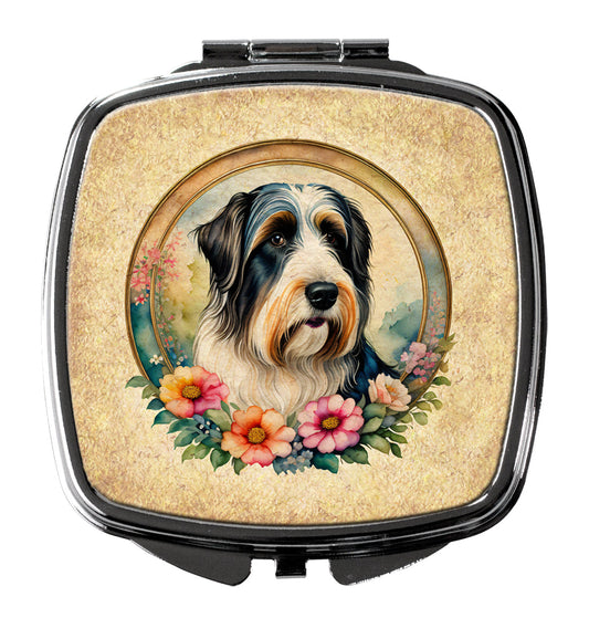 Bearded Collie and Flowers Compact Mirror-0