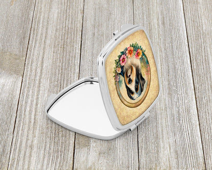 Bearded Collie and Flowers Compact Mirror-1