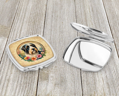 Bearded Collie and Flowers Compact Mirror-2