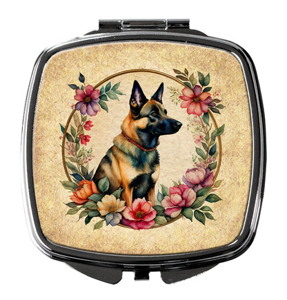 Belgian Malinois and Flowers Compact Mirror-0