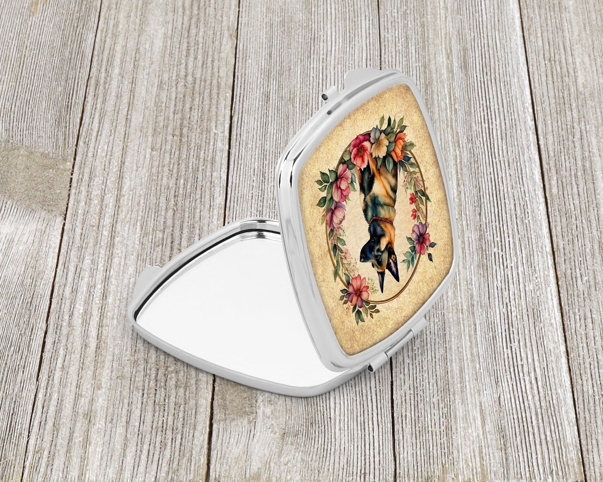 Belgian Malinois and Flowers Compact Mirror-1