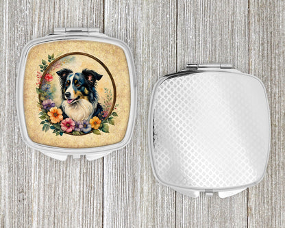 Border Collie and Flowers Compact Mirror-3