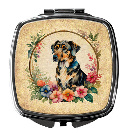 Catahoula Leopard Dog and Flowers Compact Mirror-0