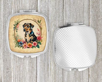 Catahoula Leopard Dog and Flowers Compact Mirror-3