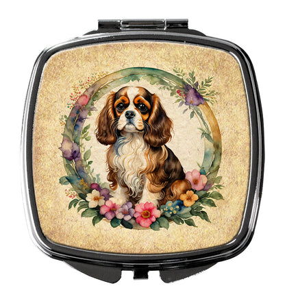Cavalier Spaniel and Flowers Compact Mirror-0