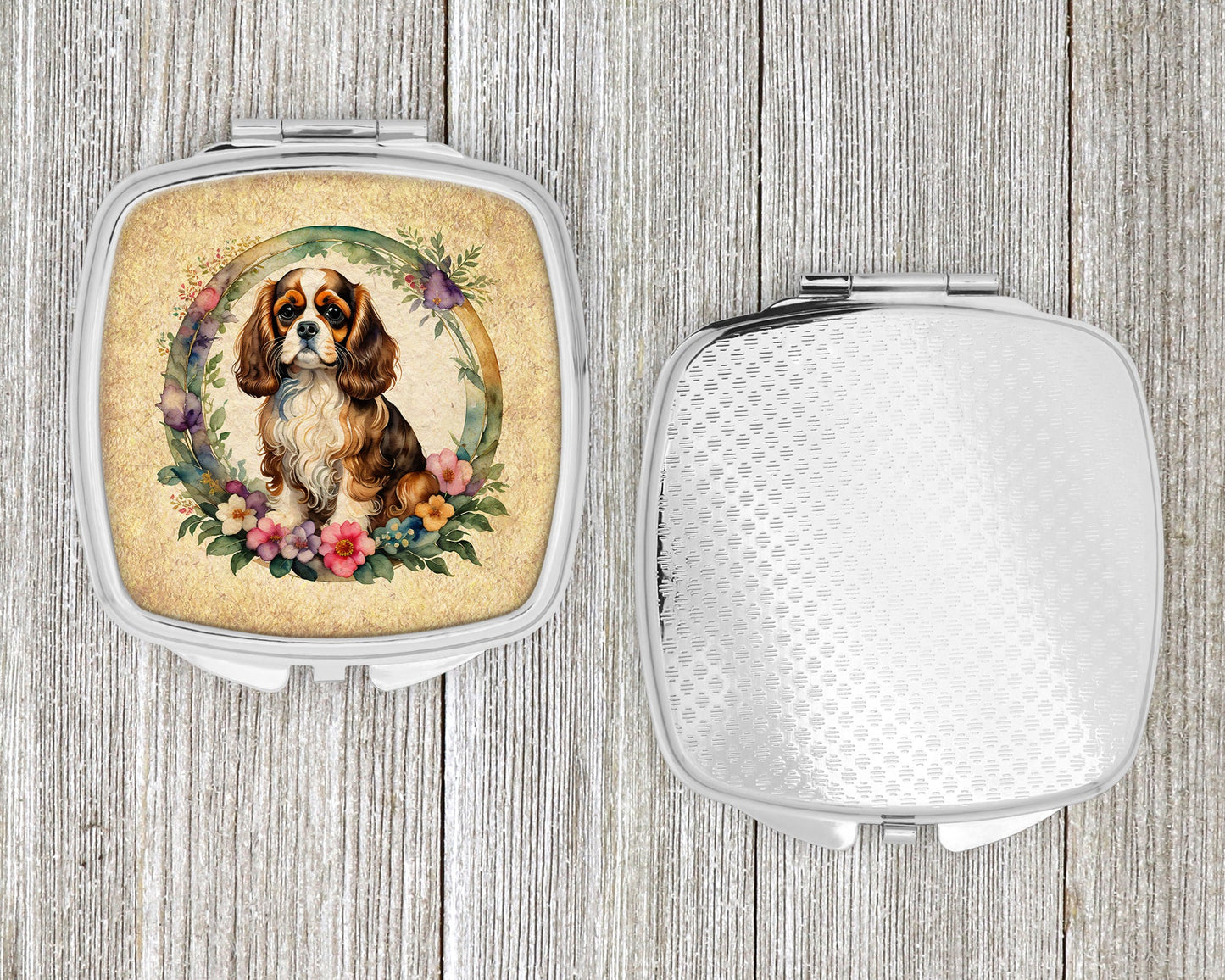 Cavalier Spaniel and Flowers Compact Mirror-3