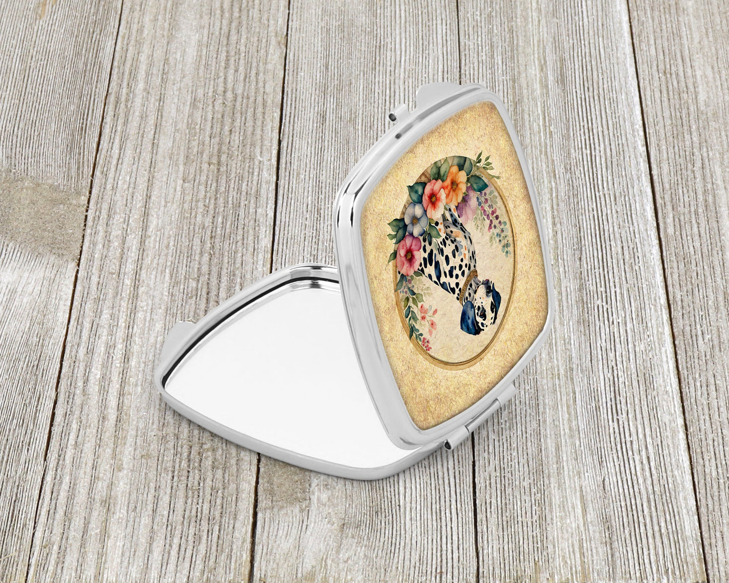 Dalmatian and Flowers Compact Mirror-1