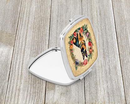 German Shepherd and Flowers Compact Mirror-1