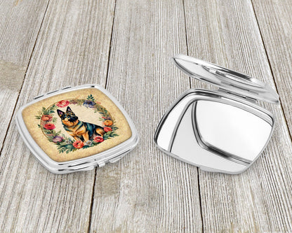 German Shepherd and Flowers Compact Mirror-2