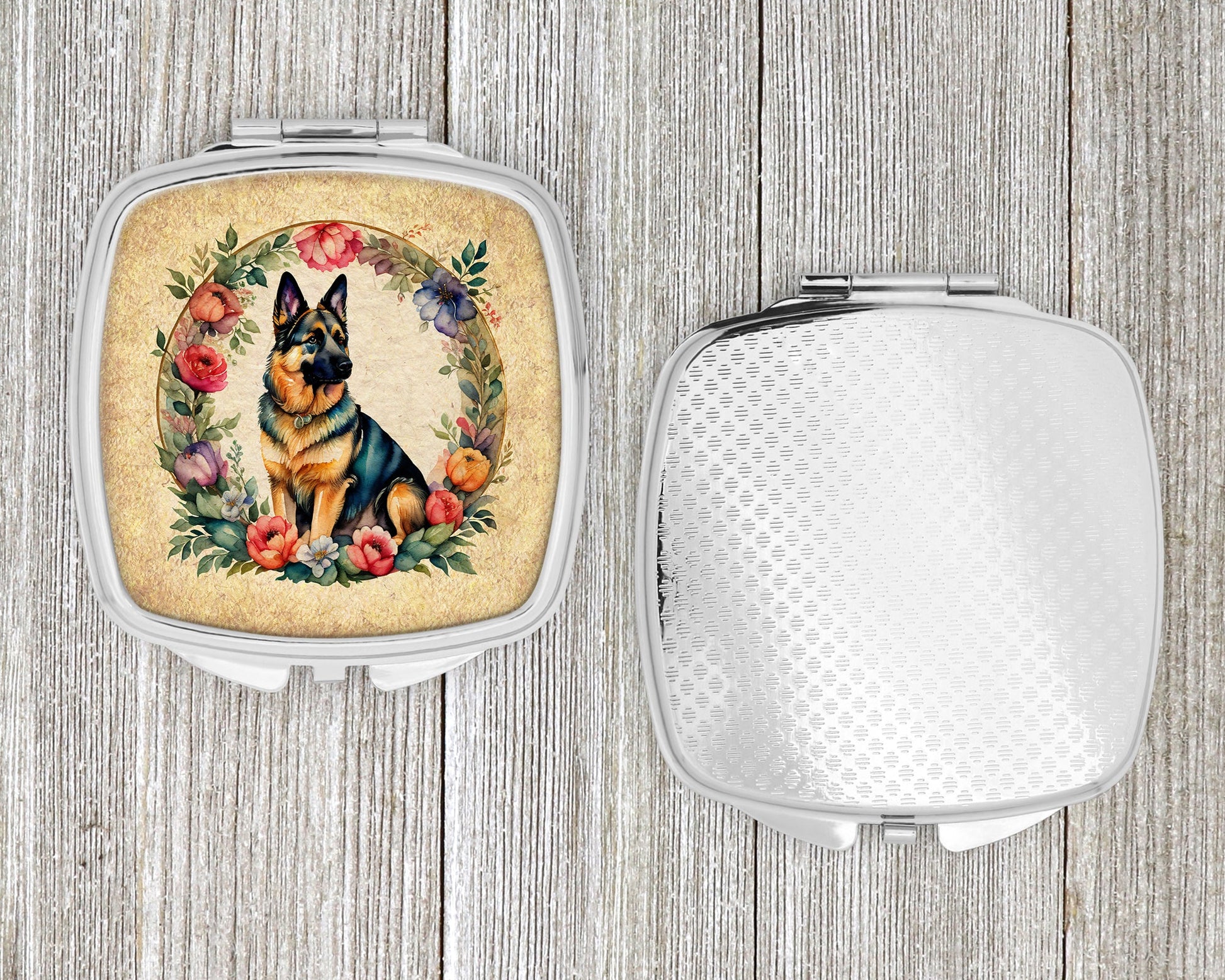 German Shepherd and Flowers Compact Mirror-3