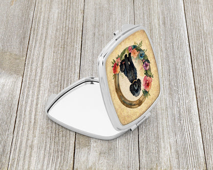 Black Poodle and Flowers Compact Mirror-1